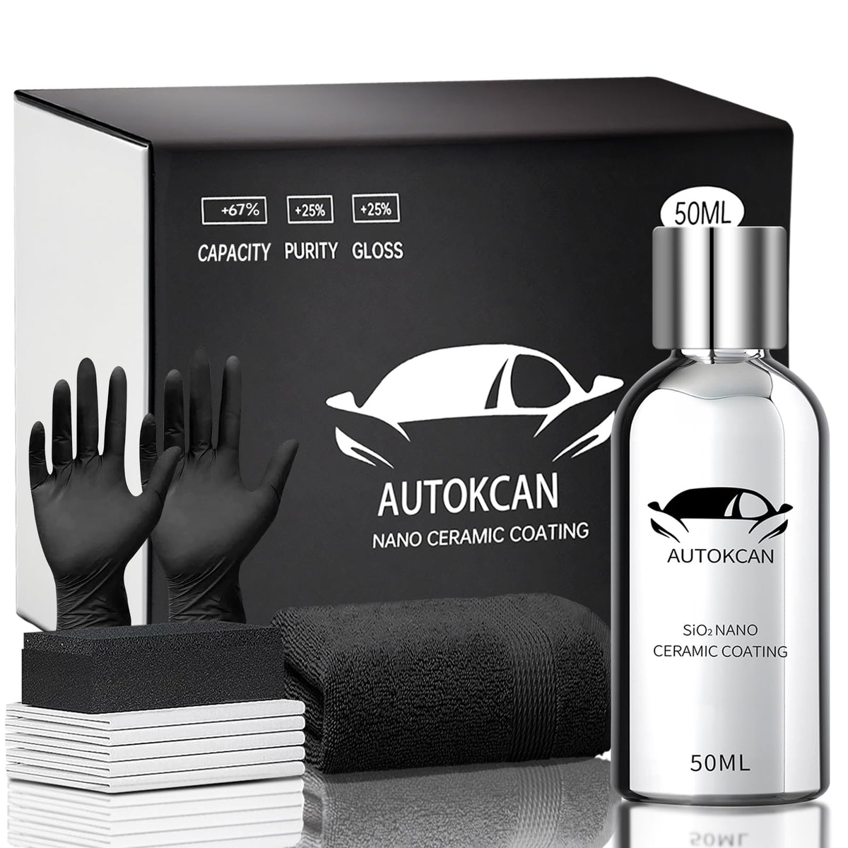 Autokcan front bottle 50ml showing product and compact packaging benefit