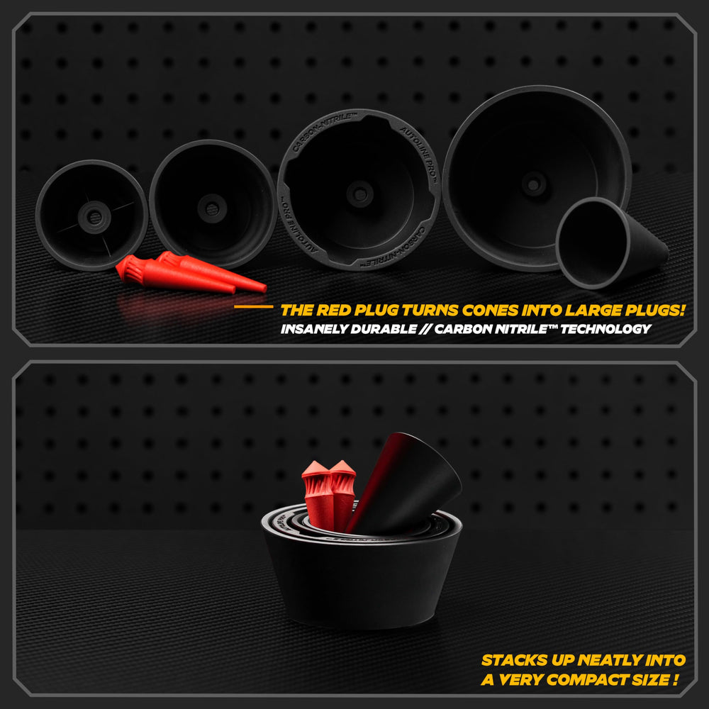 AutoLine Pro cone close-up highlighting durable CarbonNitrile™ material