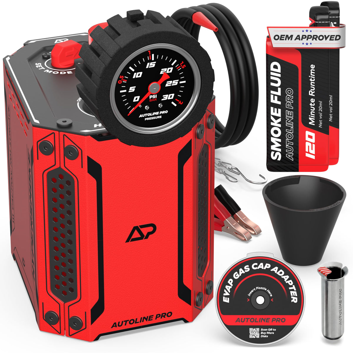 AutoLine Pro front view showing compact smoke machine and controls for easy diagnostics