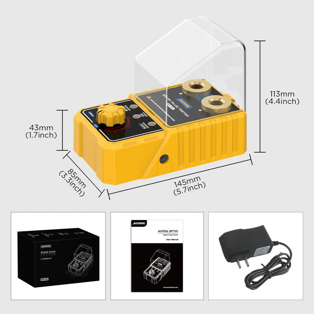 AUTOOL with adapter and cables ready for worldwide 100–240V use