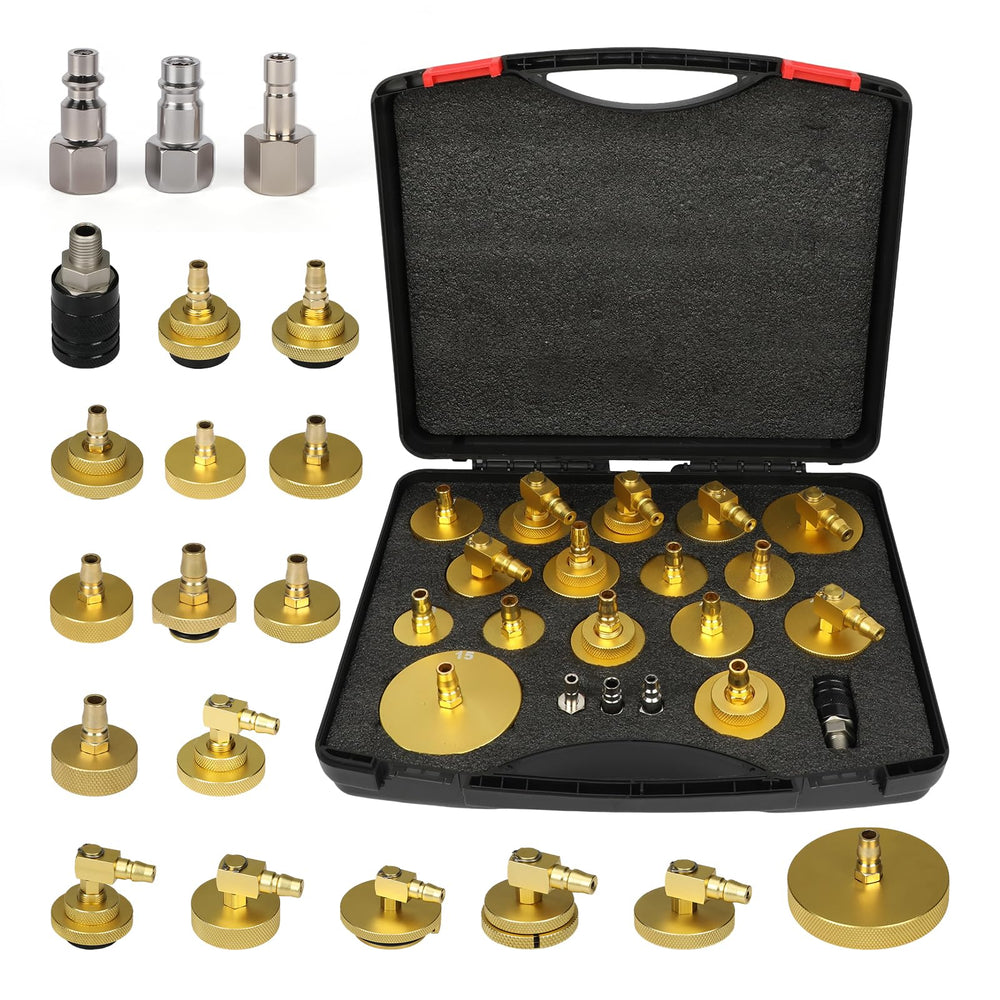 AUTOOL front packaging showing complete 20-piece bleeder kit, professional organization benefit