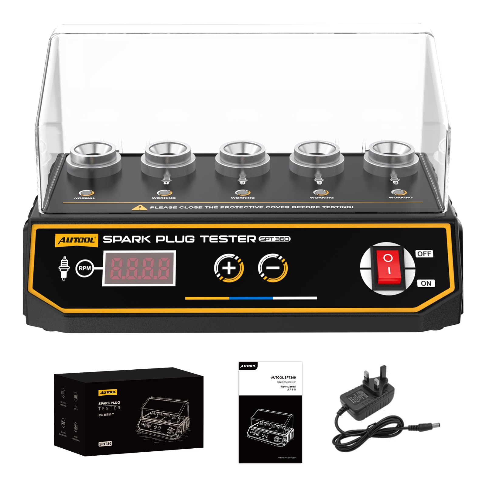 AUTOOL SPT360 front panel showing ports and safe layout for quick diagnostics