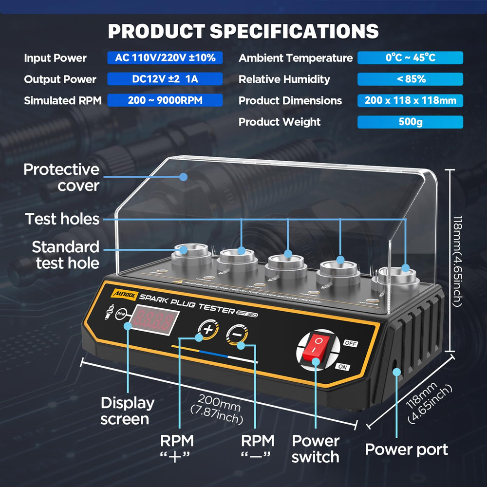 AUTOOL SPT360 on a workbench in use to speed ignition diagnostics