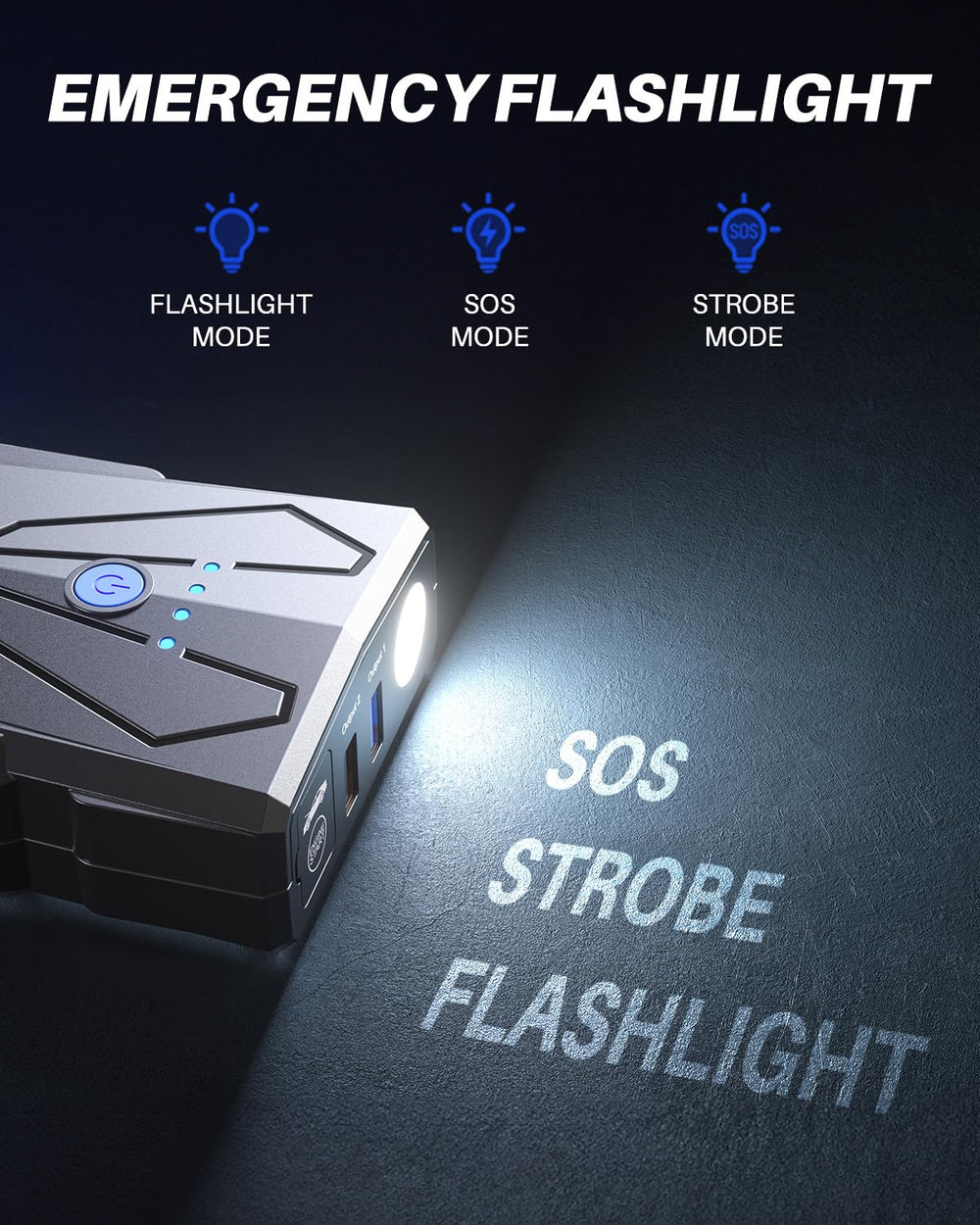 AUTOONE LED flashlight in dark roadside use offering visibility and safety