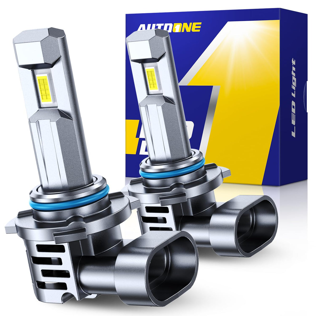 AUTOONE 9005 front view showing bulb design and bright output benefit