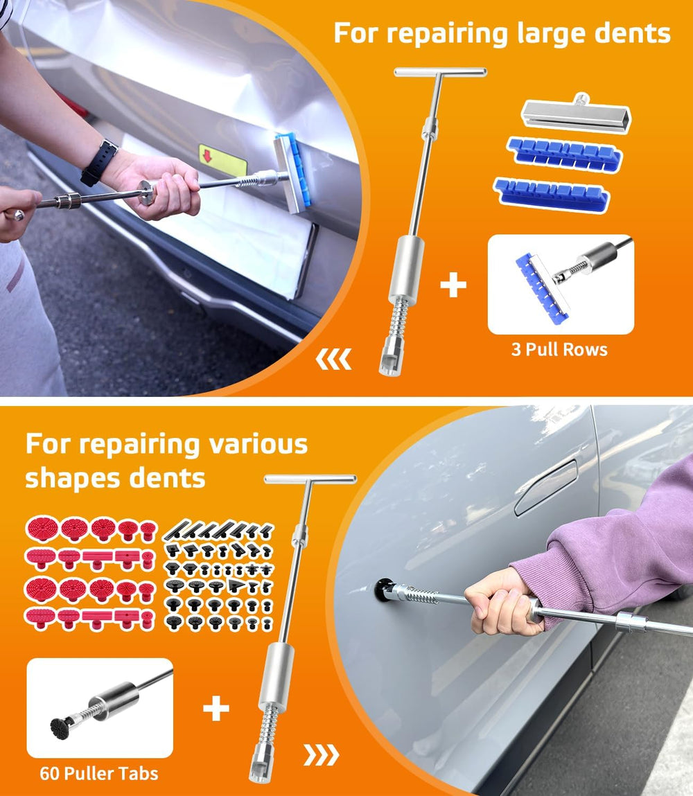 AUTOPDR bridge puller attached to car panel for medium dent removal