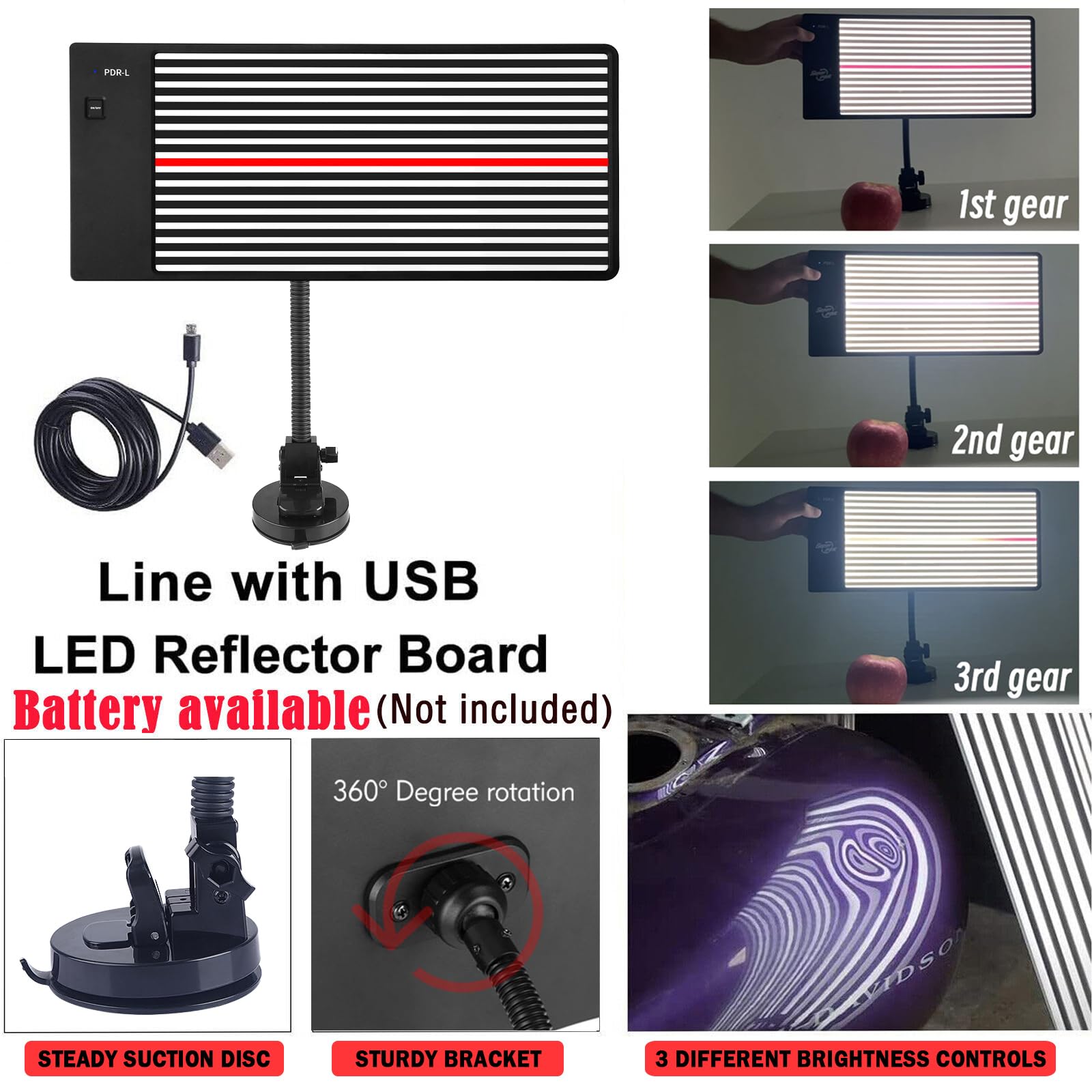 AUTOPDR close-up of LED tube highlighting crisp reflection for accurate dent detection