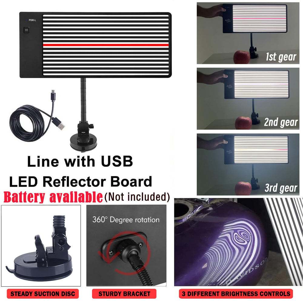AUTOPDR close-up of LED tube highlighting crisp reflection for accurate dent detection