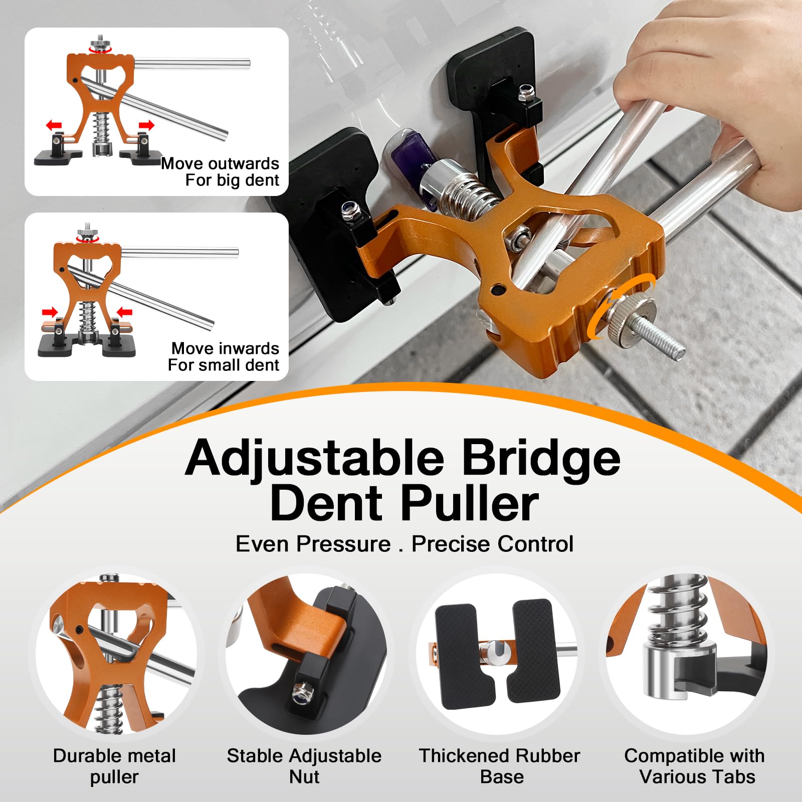 AUTOPDR dent lifter close-up demonstrating precision pulling for small dents