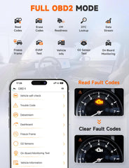 AUTOPHIX app live data screen connected to AUTOPHIX 3210 showing real-time engine metrics for troubleshooting