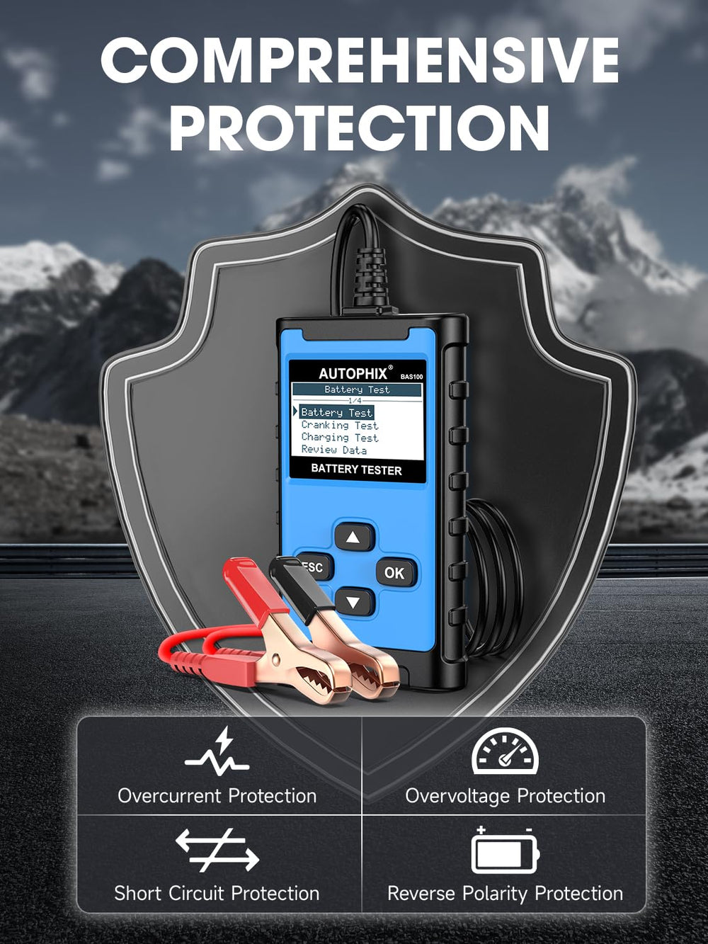 AUTOPHIX BAS100 performing alternator charging test revealing system voltage