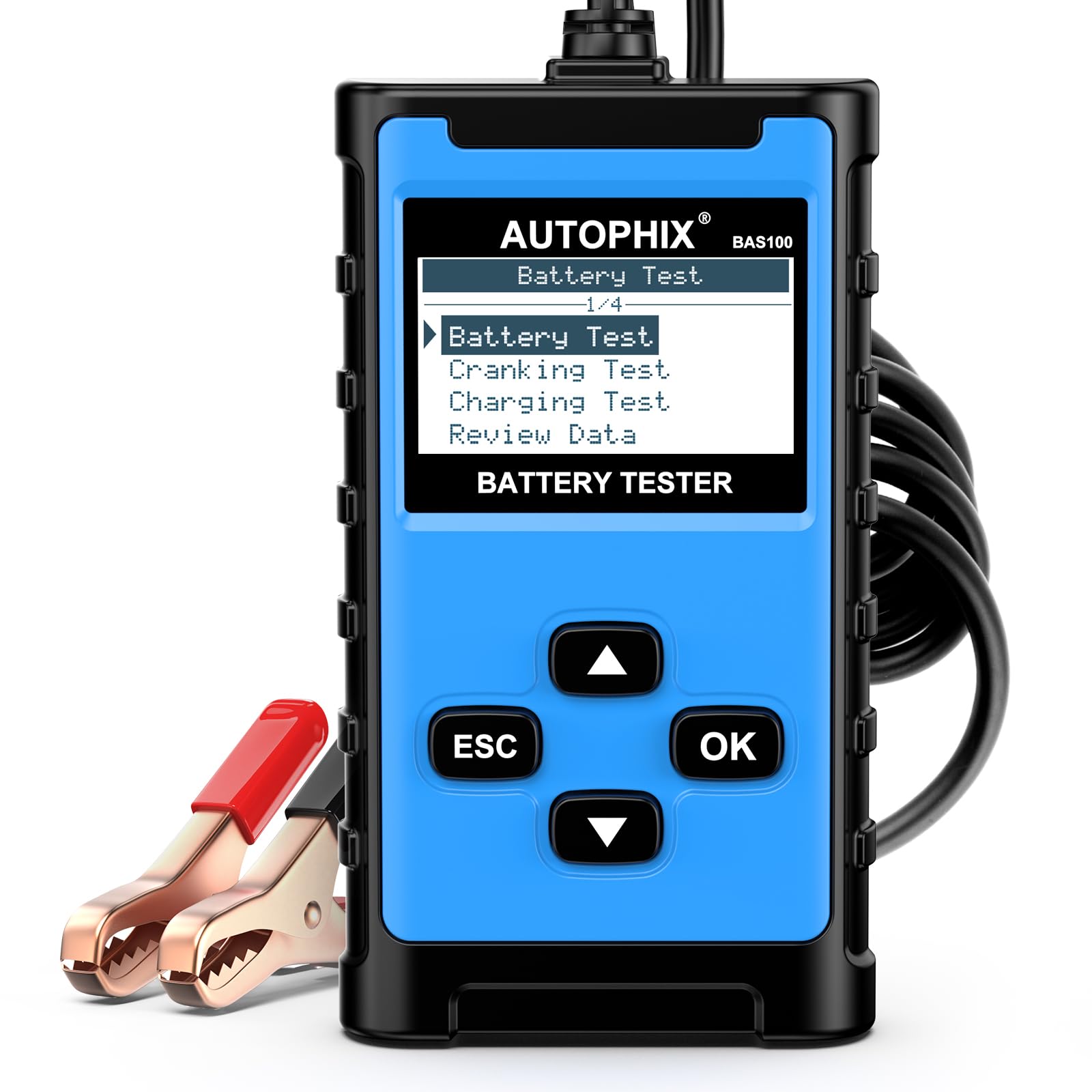 AUTOPHIX BAS100 front panel showing buttons and connectors for quick diagnostics