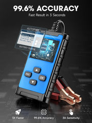 AUTOPHIX BAS100 attached to a car battery demonstrating in-vehicle battery testing