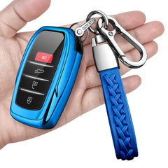 Autophone front view blue cover protecting Toyota key, keeps remote pristine
