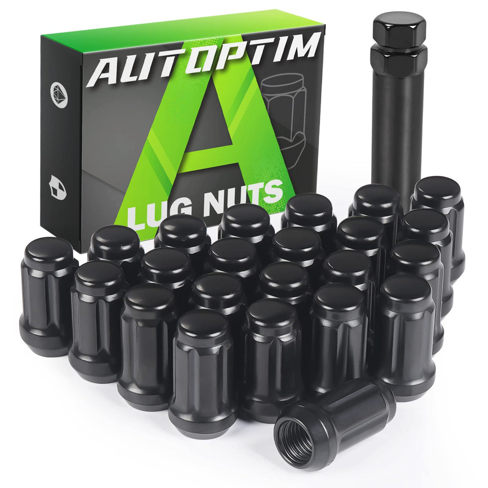 AUTOPTIM front packaging showing 23 black lug nuts and socket, clear kit contents