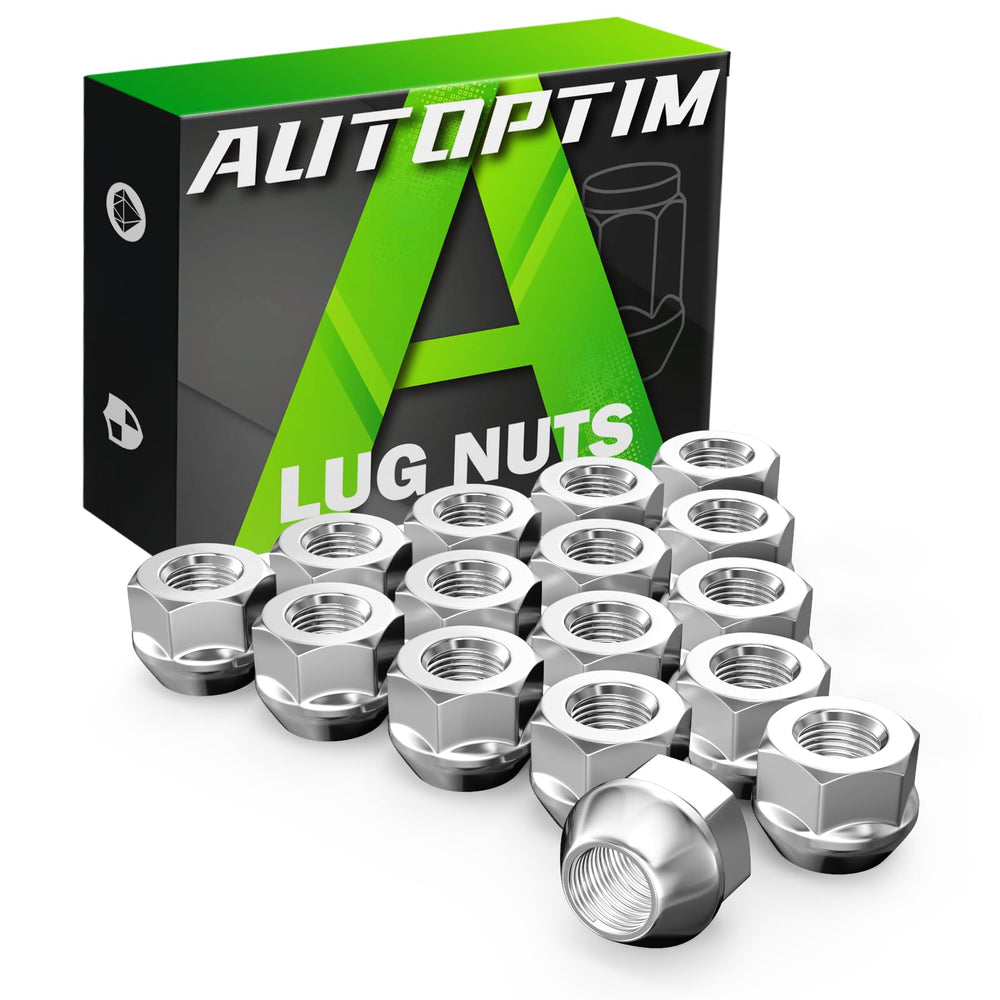 AUTOPTIM front view of 16-piece lug nuts showing complete set and fit benefit