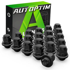 AUTOPTIM front view of 20 black lug nuts shows complete replacement set benefit