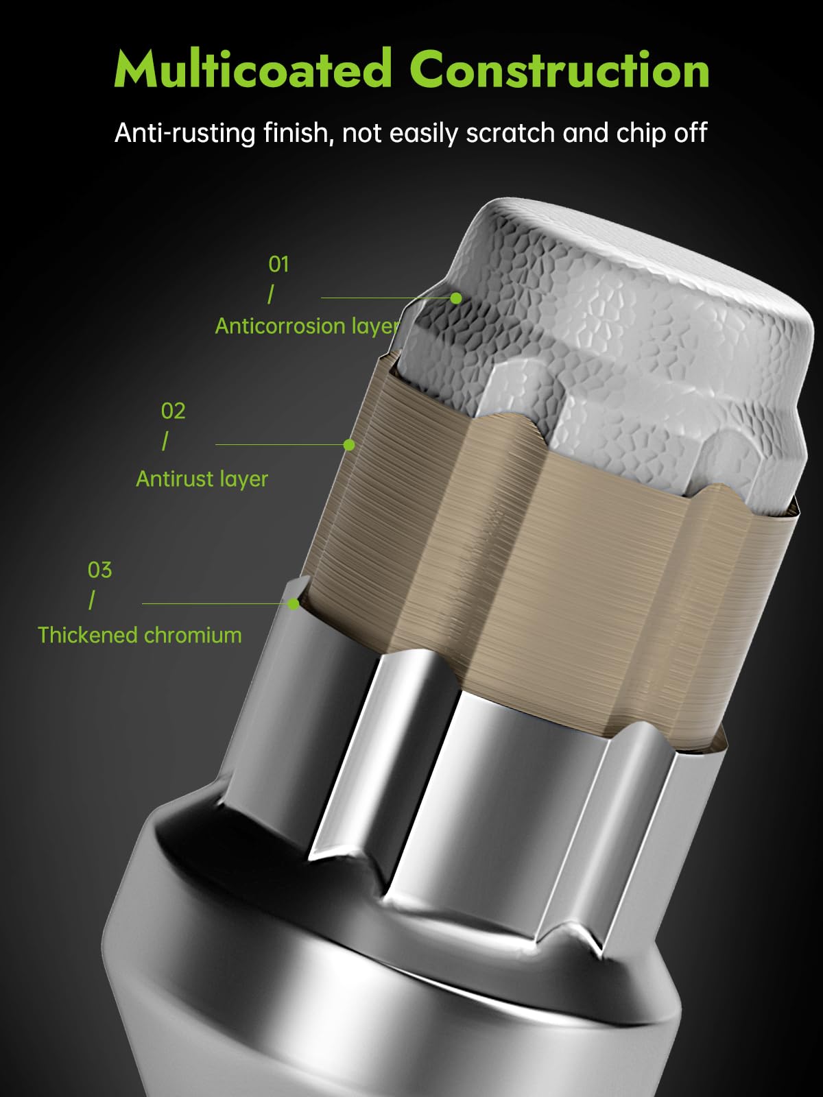 AUTOPTIM lug nut installed in alloy wheel showing secure wheel fastening benefit