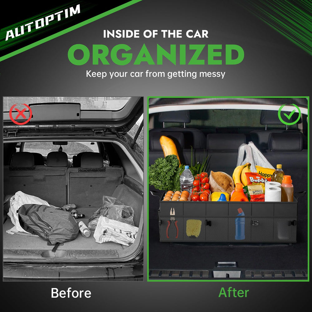 AUTOPTIM next to car seat for scale showing roomy 85L capacity