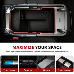 Autorder compartments holding phone and keys for quick access