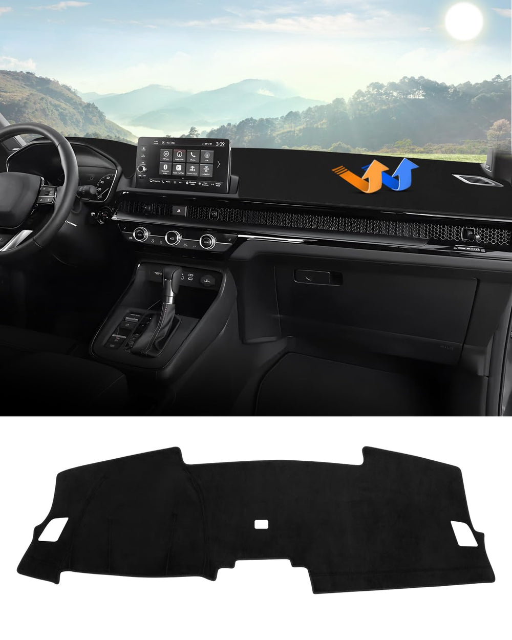 Autorder front view of dash cover on Honda CR-V reduces glare