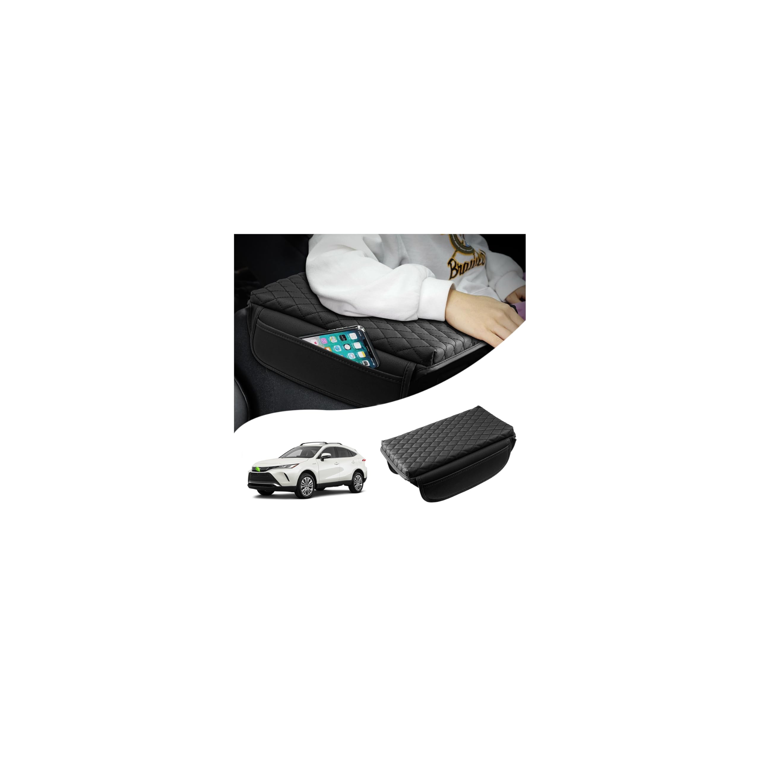 Autorder front packaging view showing Venza armrest cover and neat fit