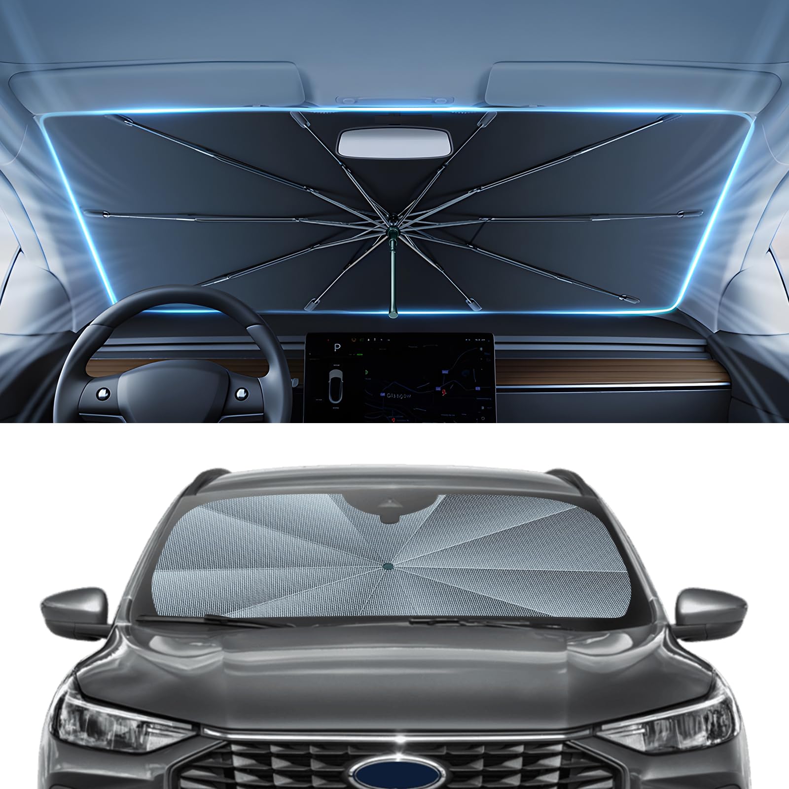 Autorder front view cover on Ford Edge protecting interior from sun