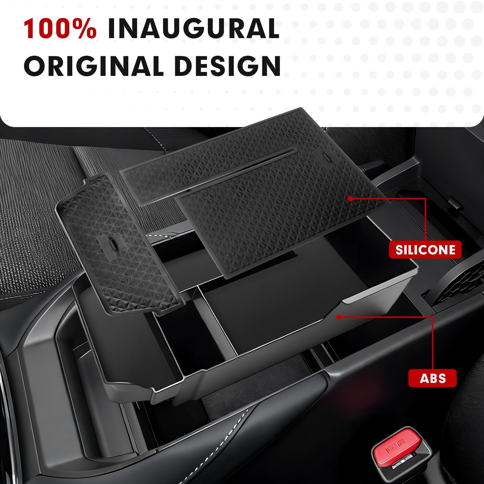 Autorder insert installed in Mazda CX30 armrest for secure storage