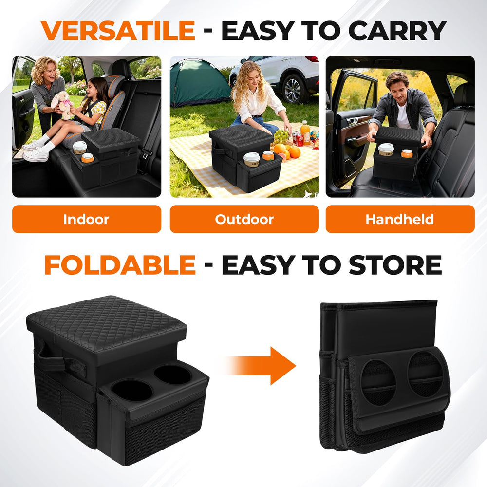 Autorder installed between rear seats showing stable, slipped‑resistant fit