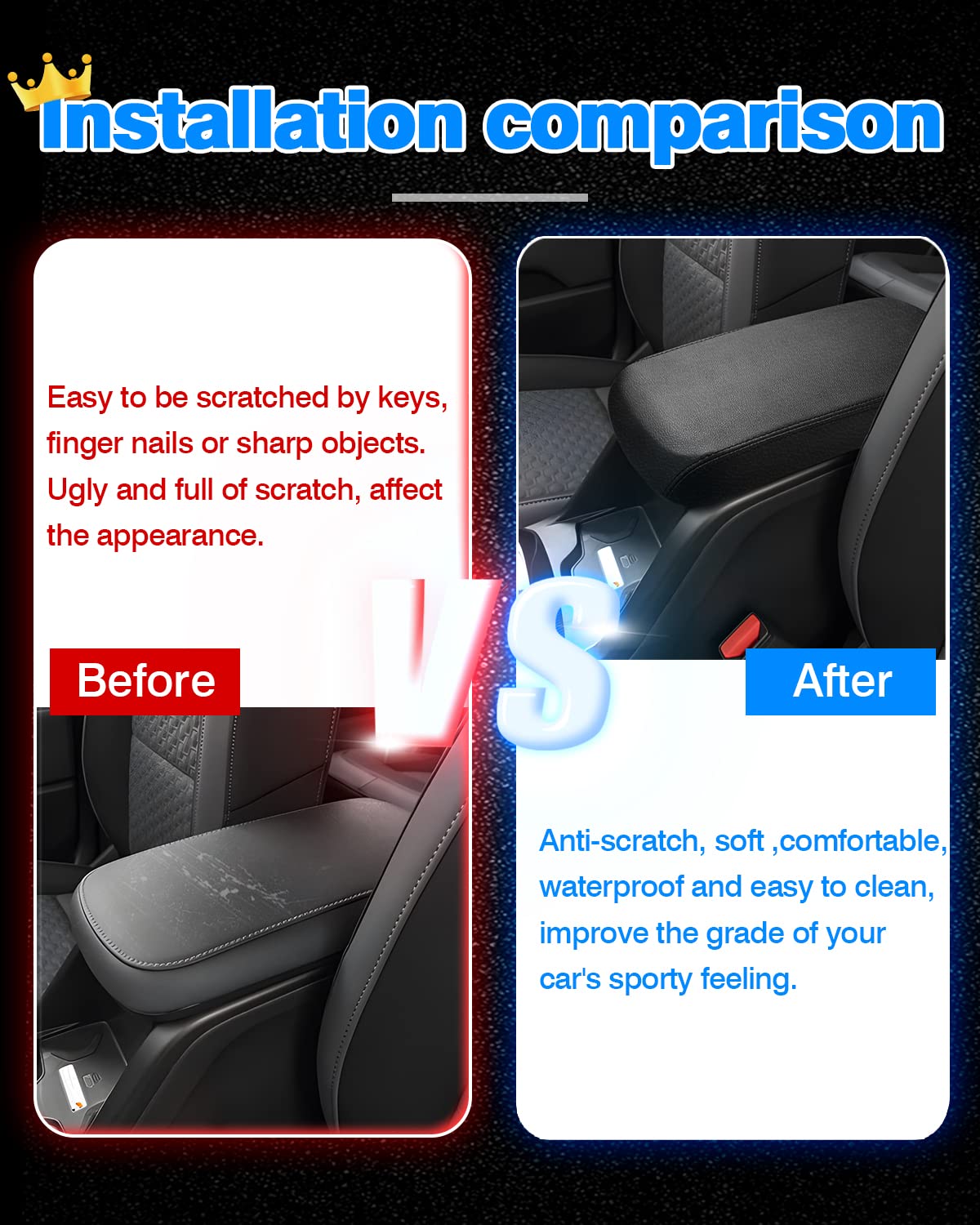 Autorder armrest cover resisting pet scratches to protect console finish