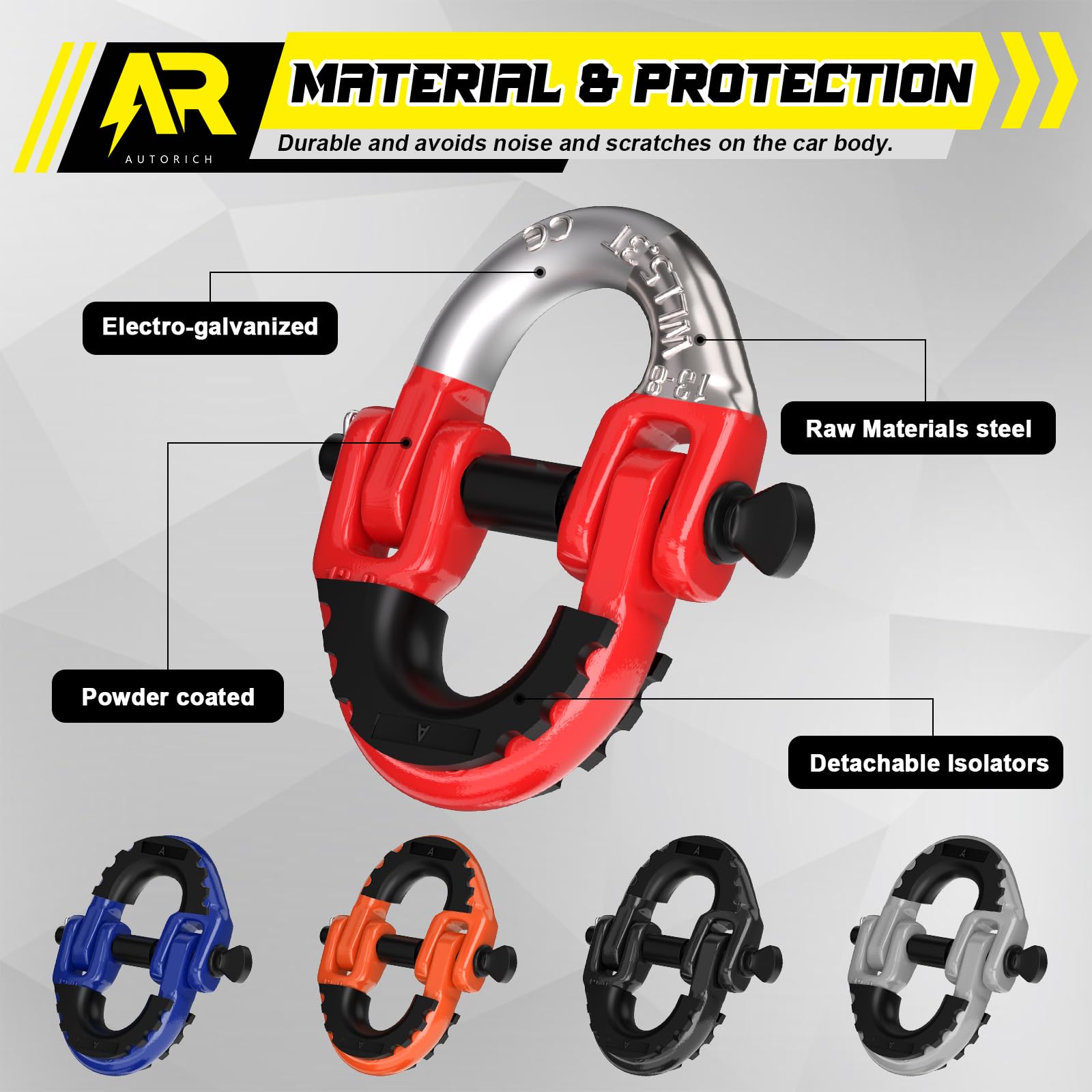 AUTORICH rubber isolators and cotter pins laid out showing rattle-reduction parts