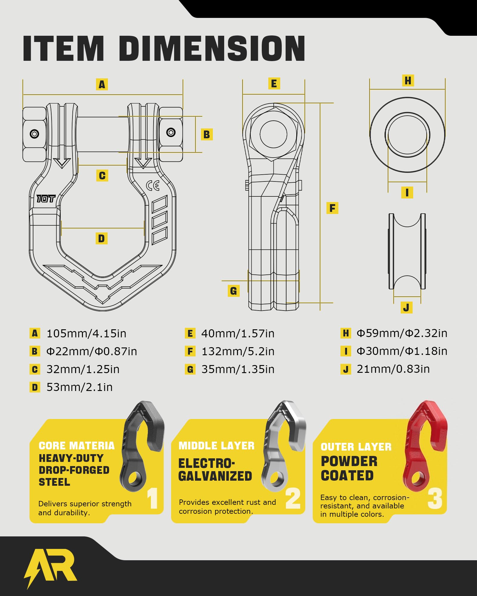 AUTORICH product next to a coin for size comparison showing portable recovery gear advantage