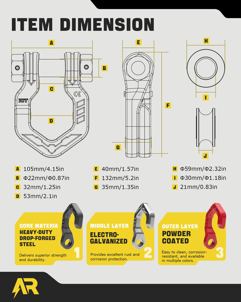 AUTORICH product next to a coin for size comparison showing portable recovery gear advantage