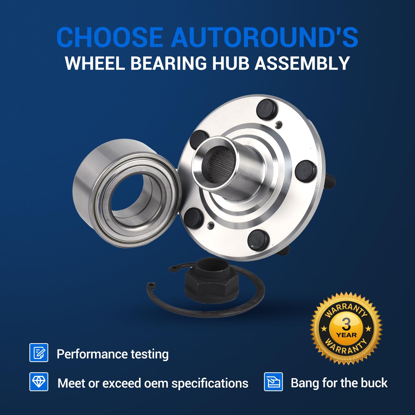 Autoround image of wheel studs and bearing side angle ensuring secure wheel install