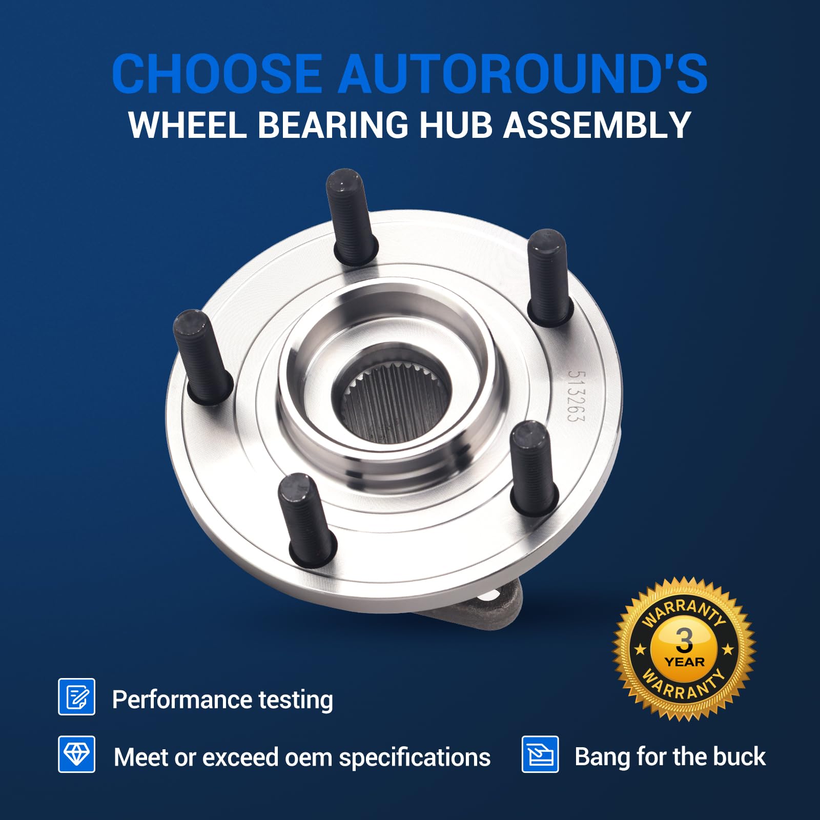 Autoround flange and bolt pattern view showing exact OE-matching dimensions