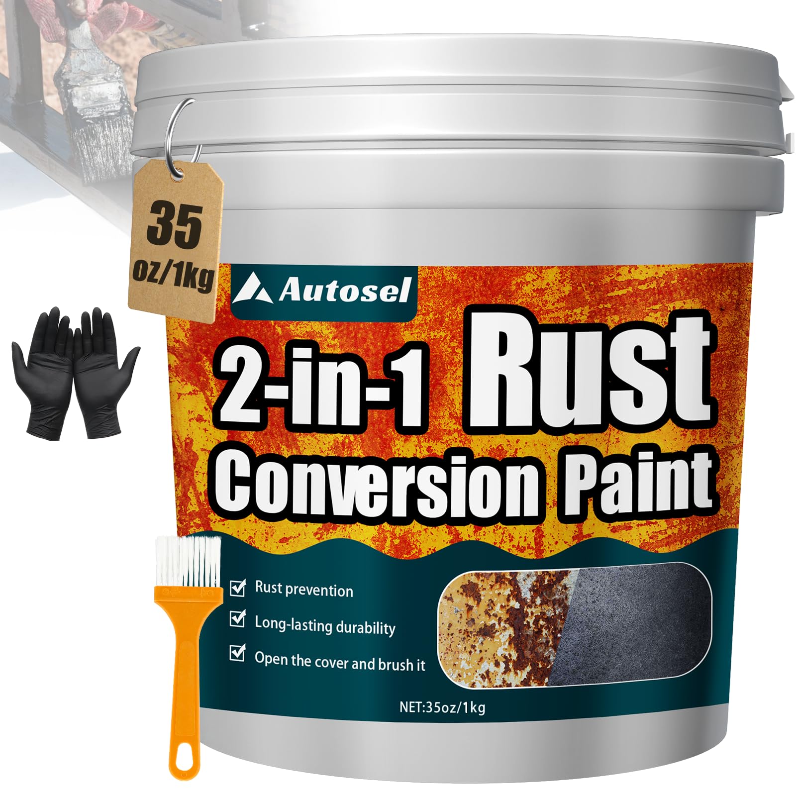 Autosel front can showing black label and product benefit of rust prevention