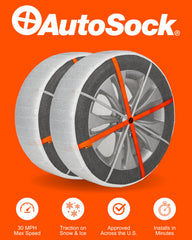 AUTOSOCK side profile on wheel illustrating snug, even coverage