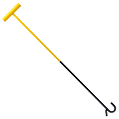 AUTOSwpozo front view of 5th wheel pin puller showing chrome finish and shape for quick recognition