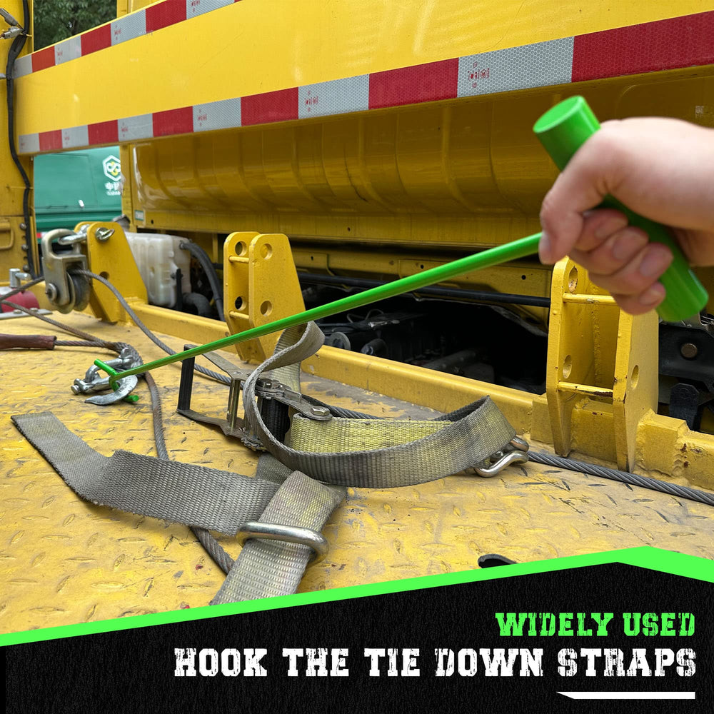 AUTOSwpozo tool in use at a fifth-wheel hitch, enables standing operation
