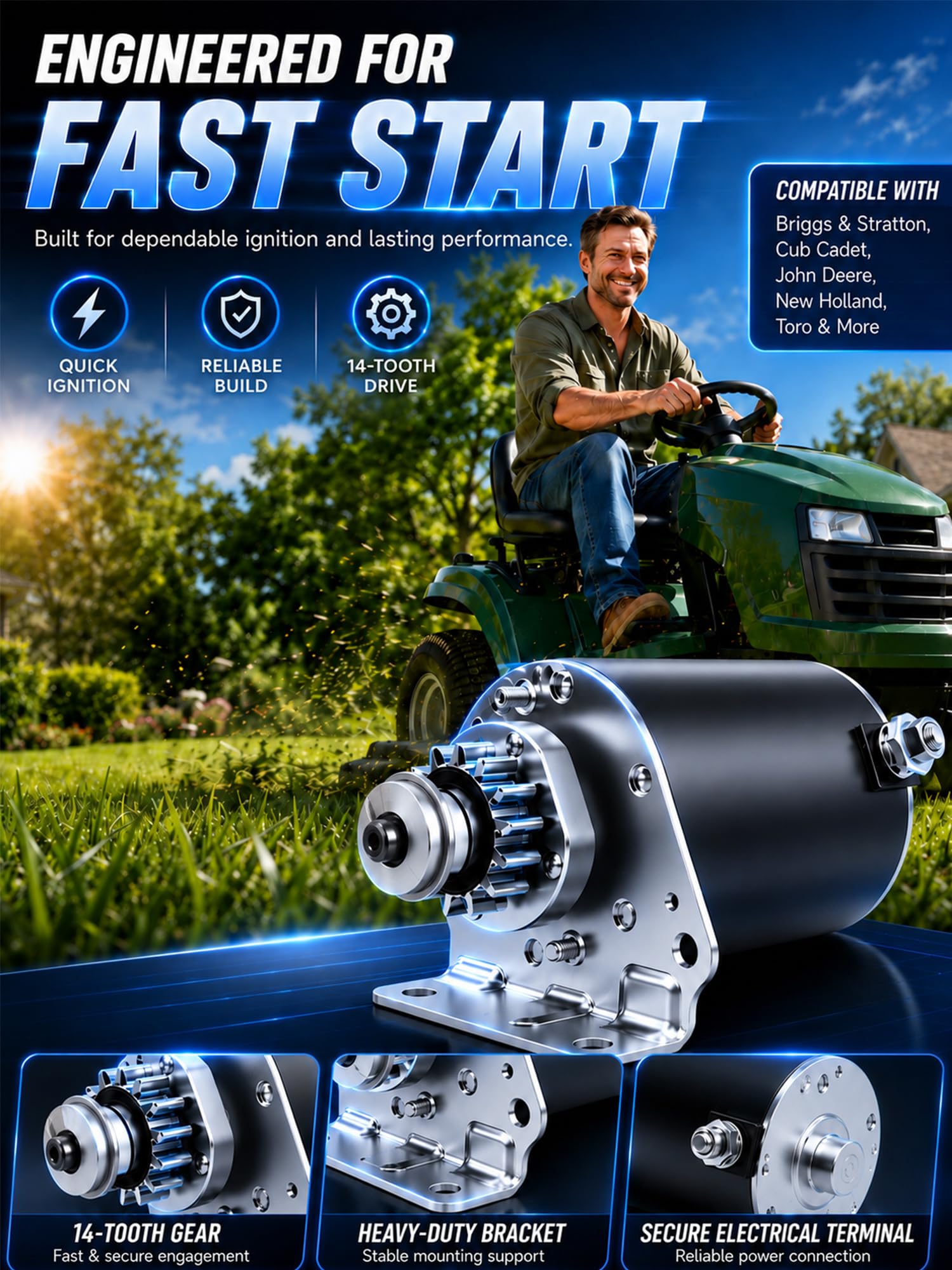 Autoverve close-up of 14-tooth steel gear for durable engagement