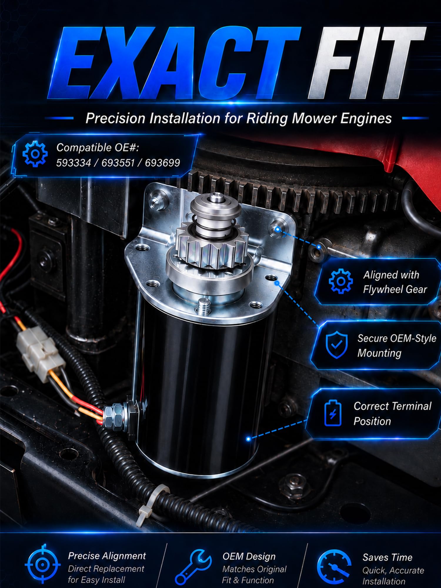 Autoverve starter electrical terminal detail enabling secure connection