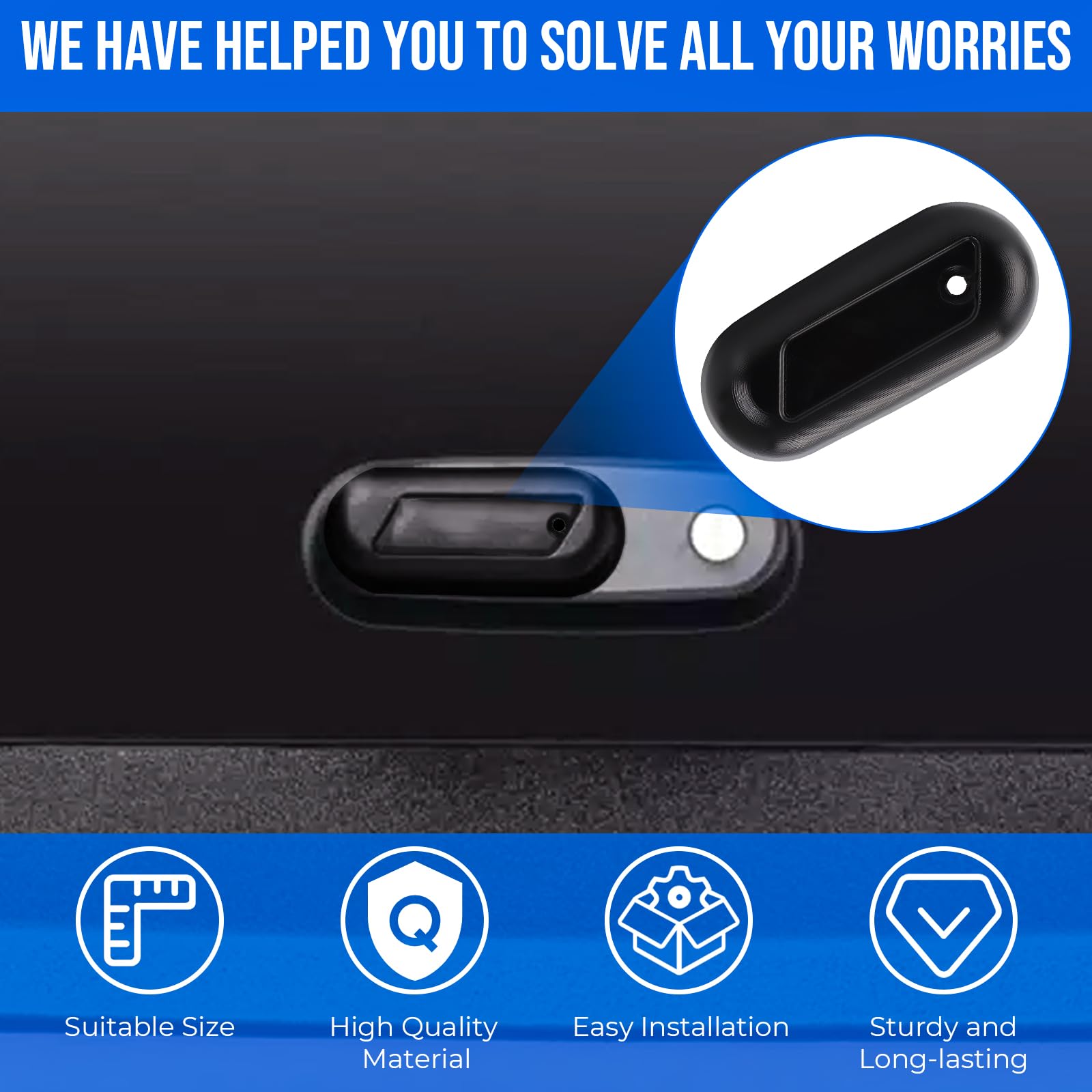 AUTOVIC handle installed on truck cap demonstrating secure latching
