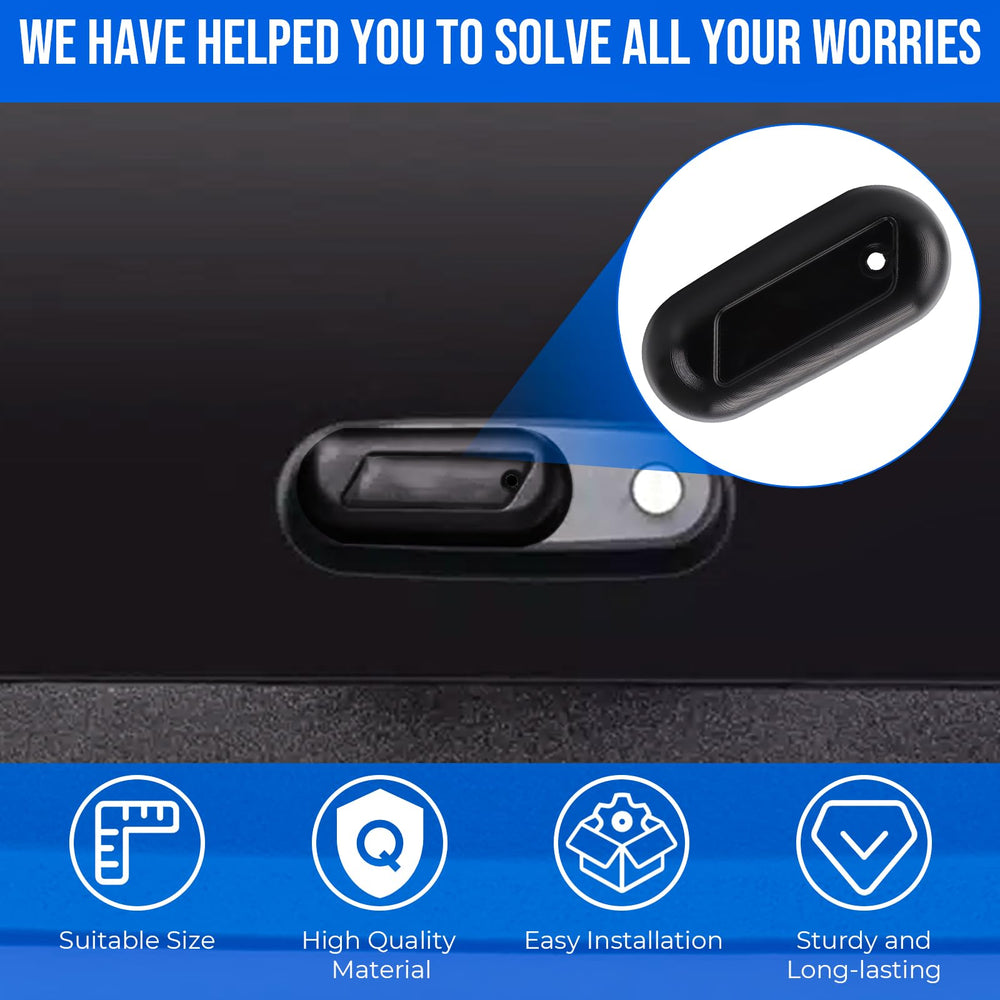 AUTOVIC handle installed on truck cap demonstrating secure latching