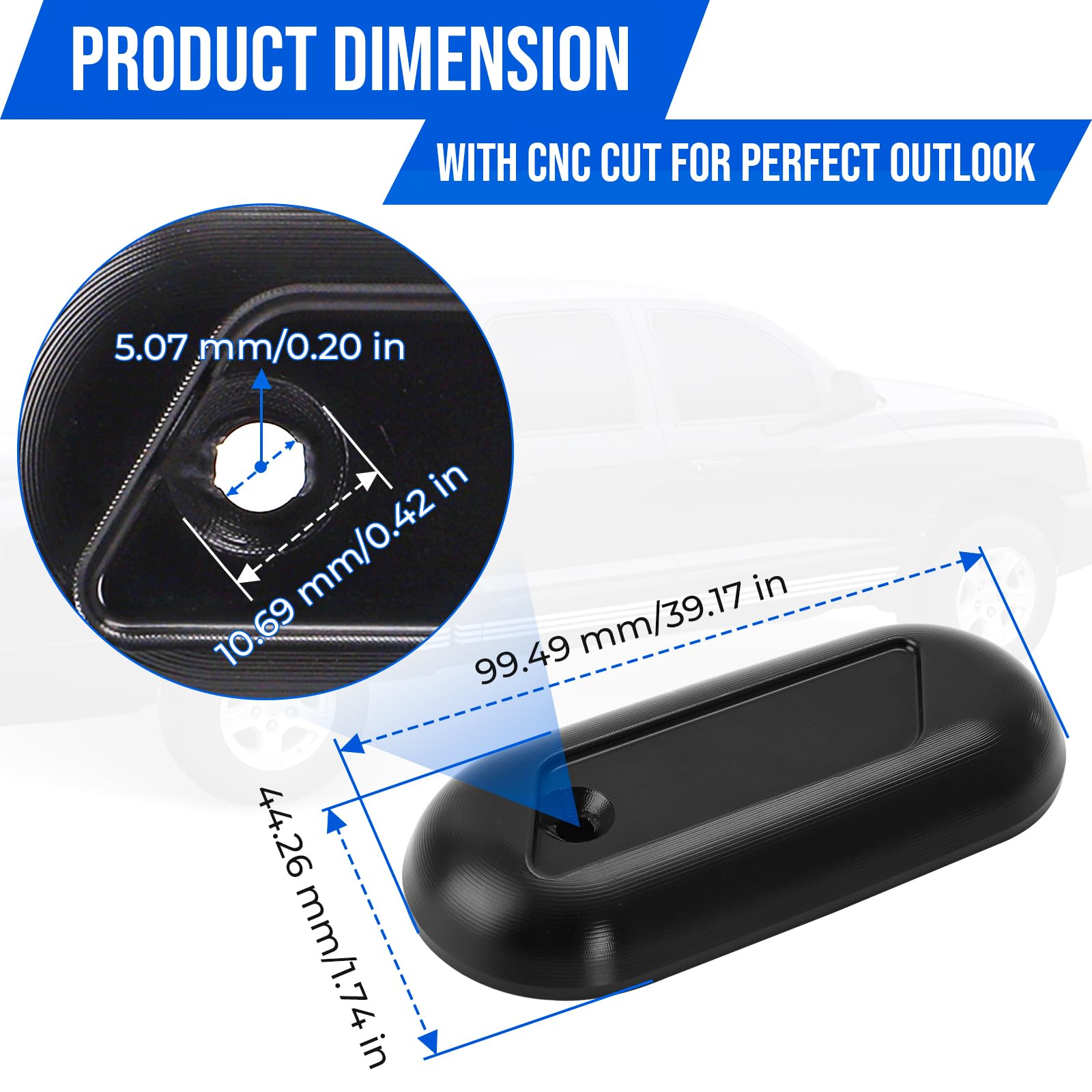 AUTOVIC handle next to ruler showing compact size and accurate fit