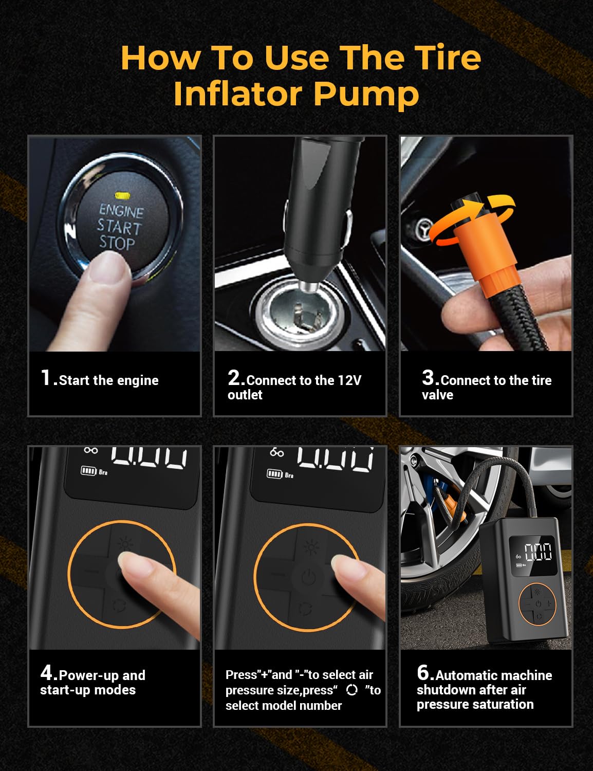 AUTOWN air compressor showing compact inflator and fast tire reinflation benefit