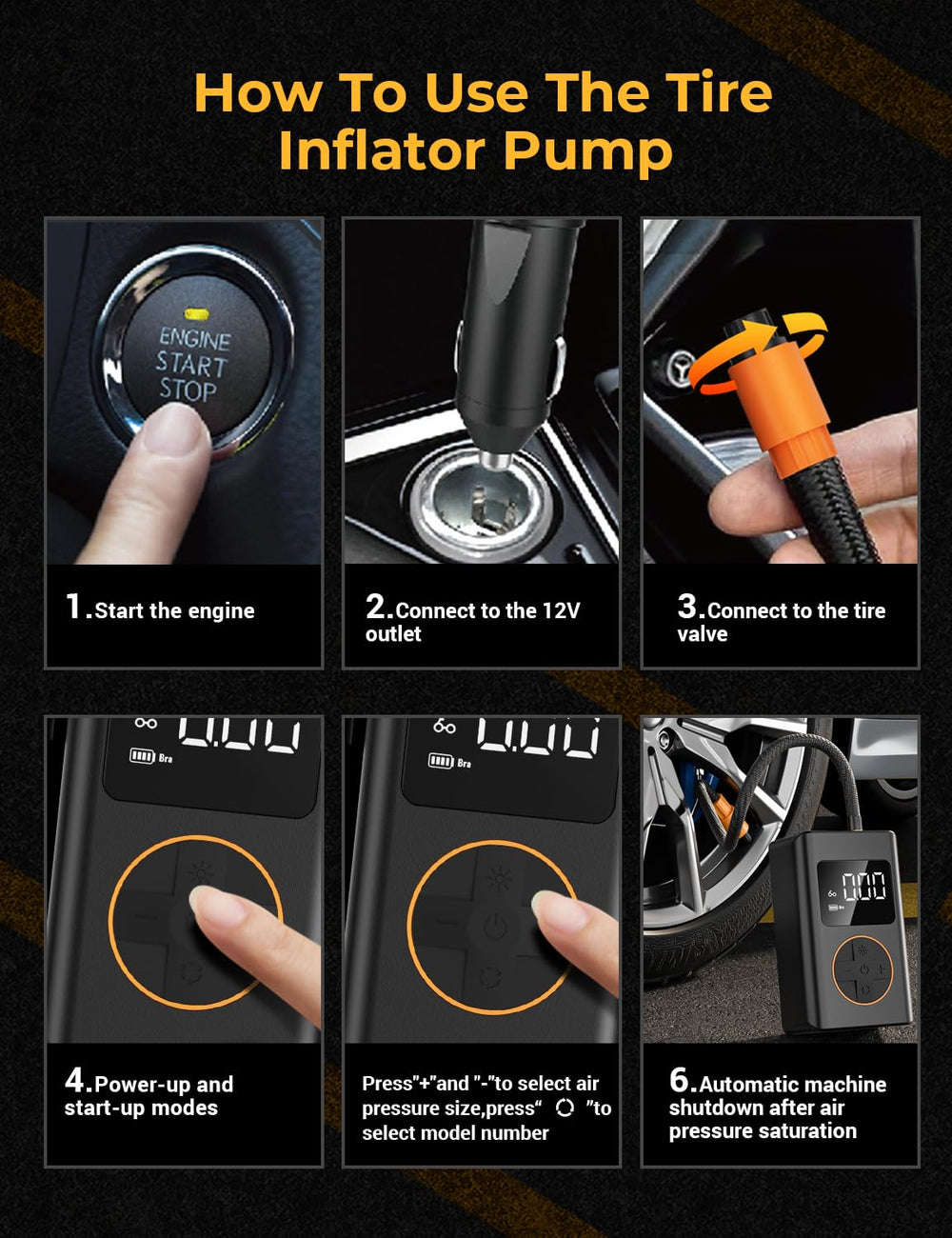 AUTOWN air compressor showing compact inflator and fast tire reinflation benefit