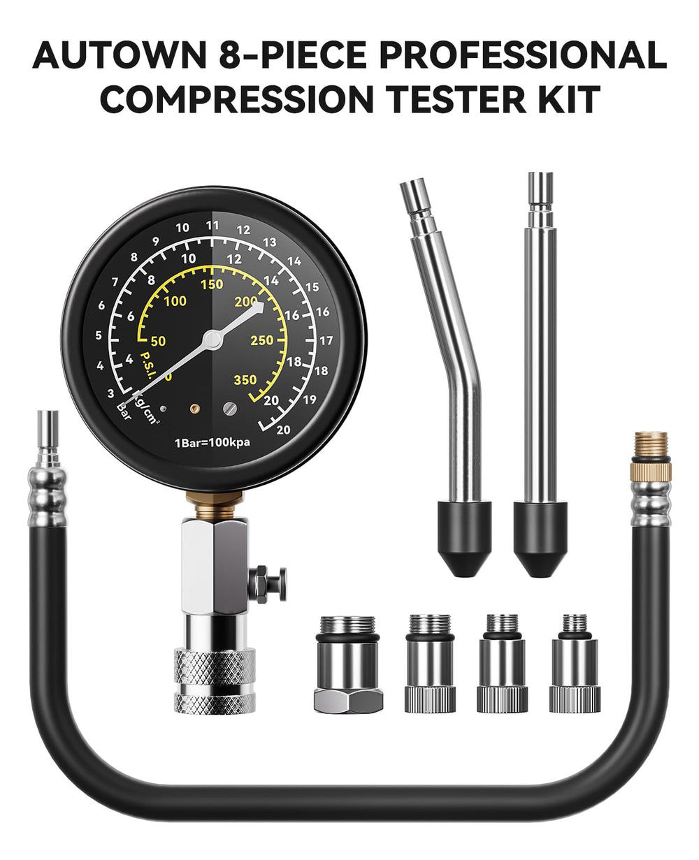 AUTOWN closeup of triple-scale 0–300 PSI gauge delivering clear readings