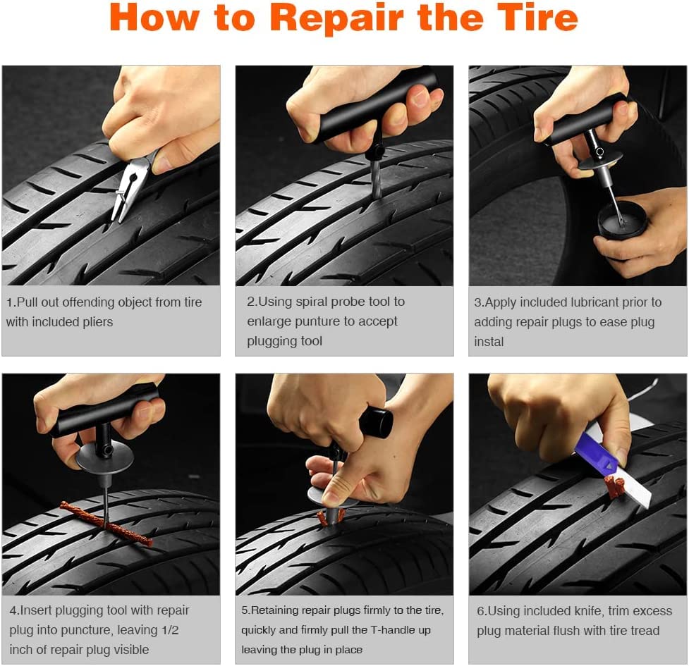 AUTOWN plug installed in tire tread demonstrating reliable temporary seal