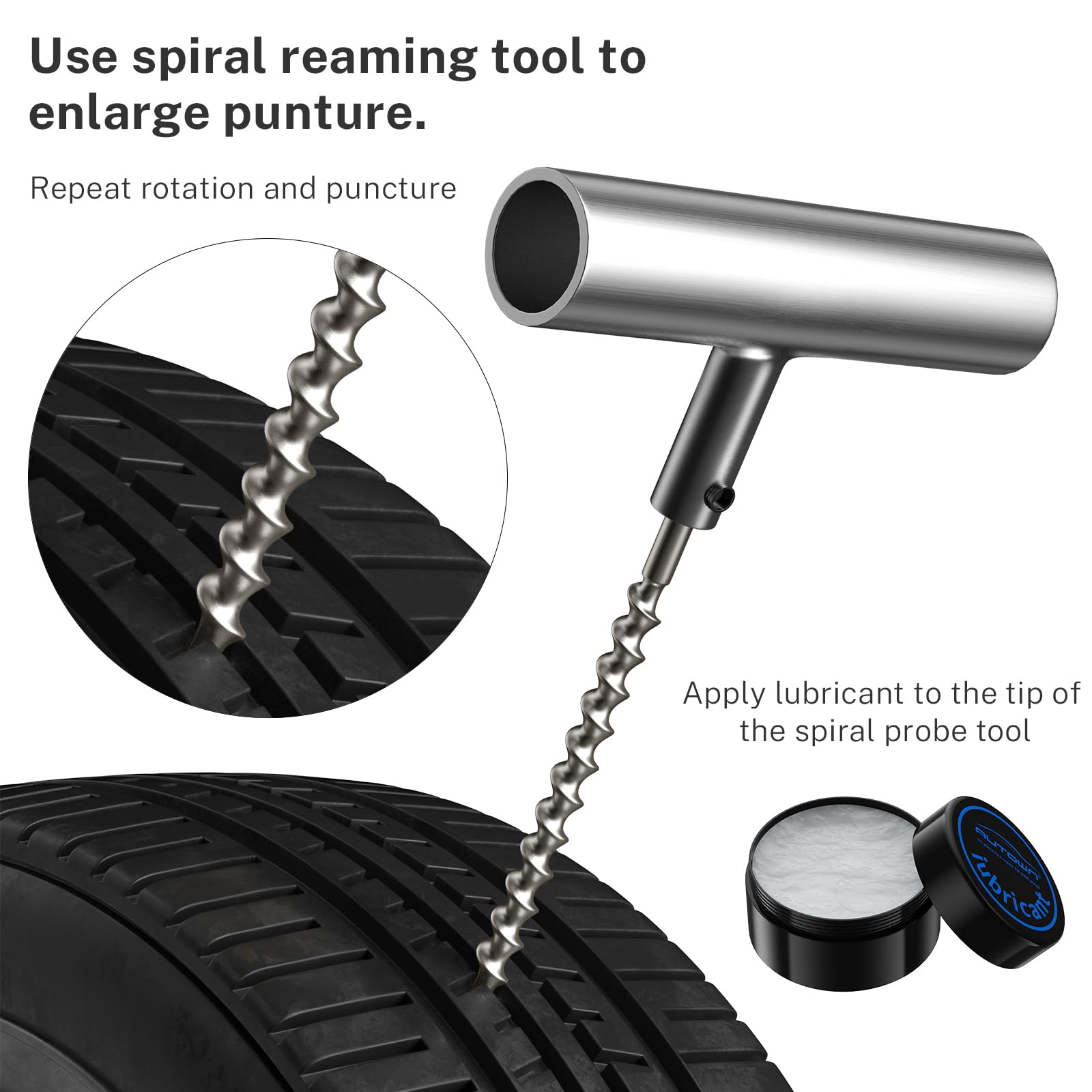 AUTOWN insertion tool in use inserting a plug for fast roadside repair