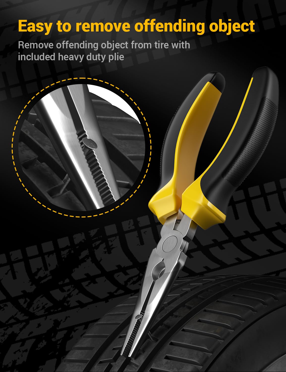 AUTOWN tools in use demonstrating insertion tool sealing a puncture for temporary driveability